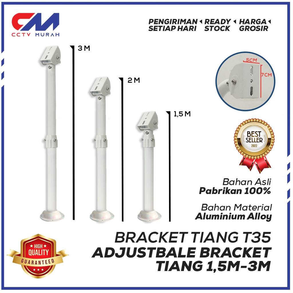 Adjustable Bracket Tiang T35 CCTV Outdoor, Ukuran 1,5 m - 3 m