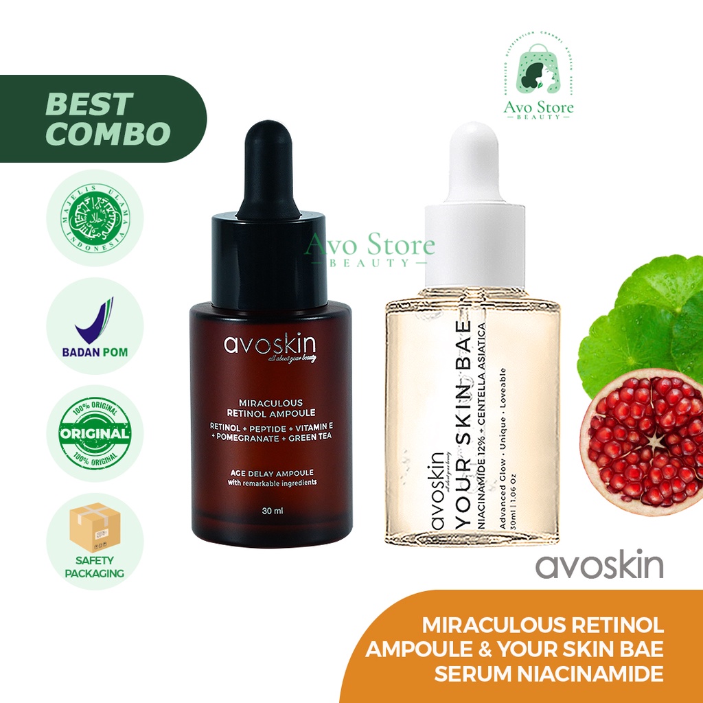 BUNDLING Avoskin Retinol ampoule 30ml +Serum Niacinamide 30ml