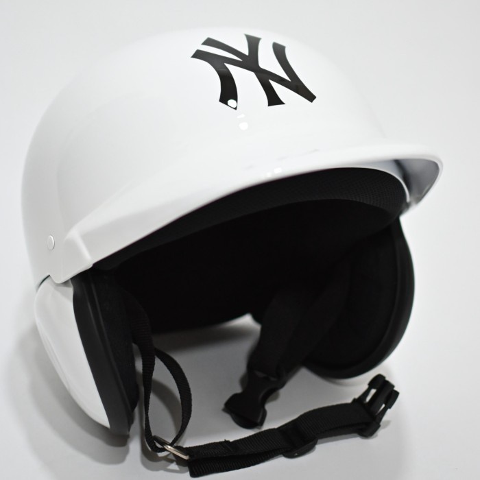 BELLLISSIMO BASEBALL MOTORCYCLE HALF FACE HELMET - NEW YORK NY WHITE