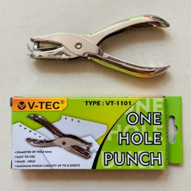 Pelubang Kertas V-Tec 1 Hole VT-1101 (One hole Punch /pembolong kertas satu lubang )