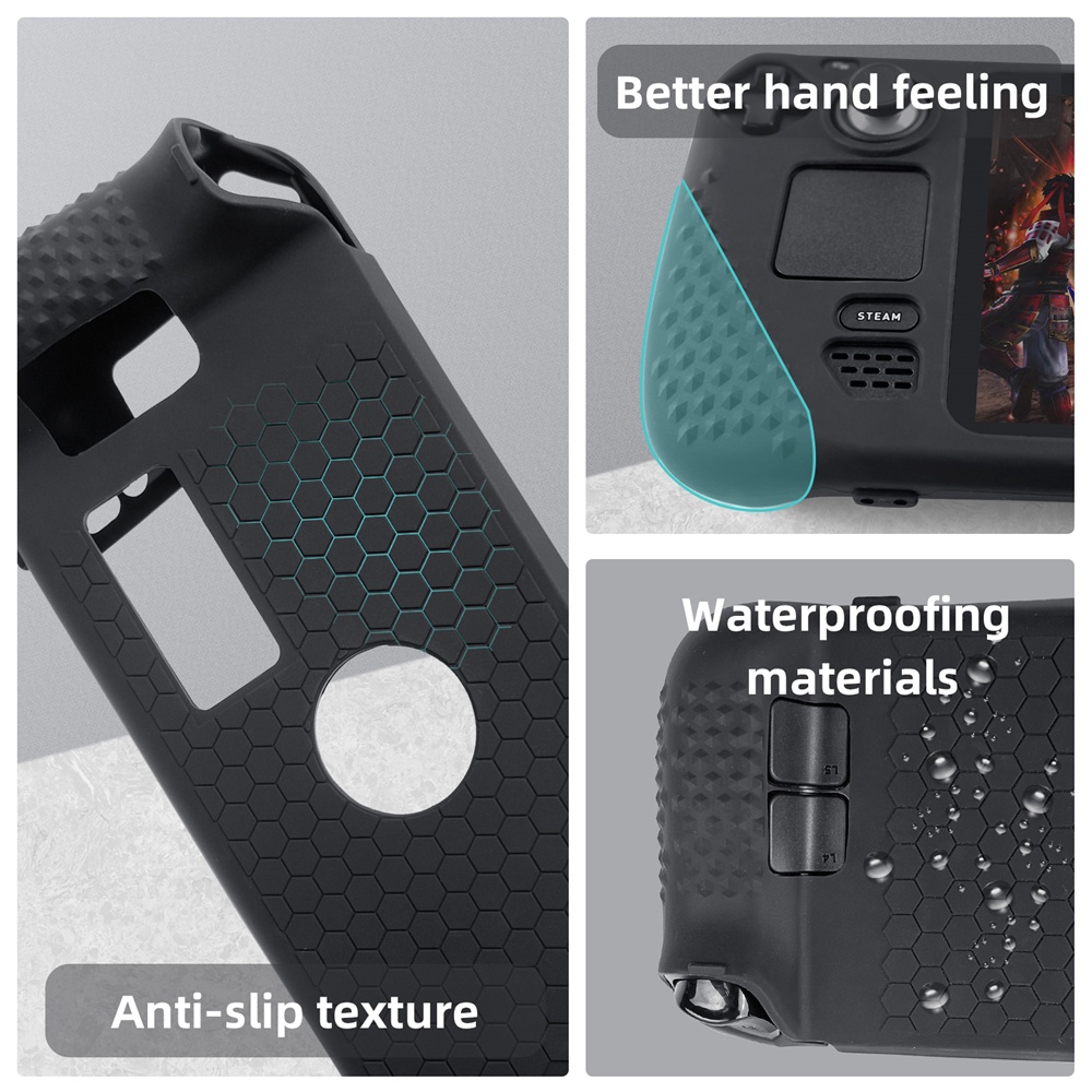 Case For Steam Deck Silicone Black Cover Pelindung Cangkang