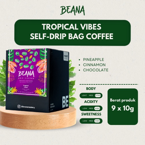 

Beana Roastery - Tropical Vibes Self Drip Bag Coffee Box (Isi 9 Sachet) | Coffee Drip Box Kopi Drip 90gr