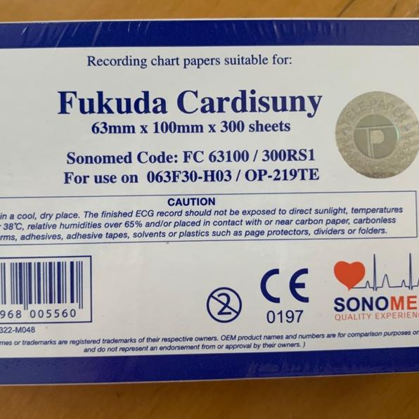 ♤ Kertas Ekg / kertas ekg fukuda / 63mm x 100mm x 300 lembar / 063F30-H03 / OP-219TE / kertas ekg fu