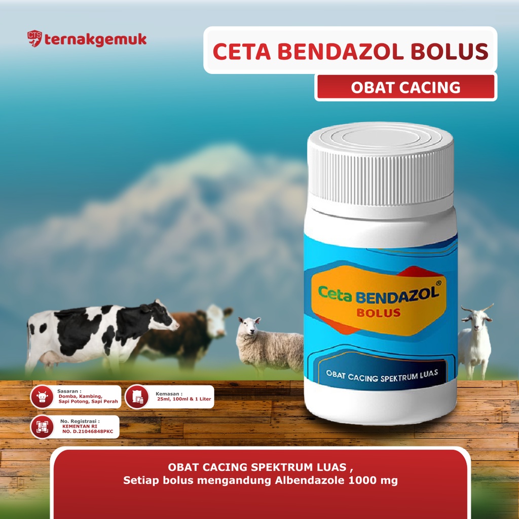 OBAT CACING SAPI KAMBING PALING AMPUH BOLUS - CETA BENDAZOLE - 10 TABLET - UNTUK BABI DOMBA SAPI KAM