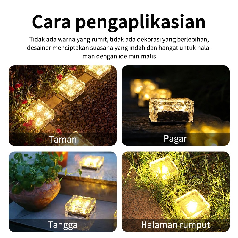 Solar Garden Lights Outdoor, Glass Brick Ice Cube Solar Powered Outdoor Lights Waterproof Landscape Lighting for Pathway Walkway Patio Yard &amp; Lawn