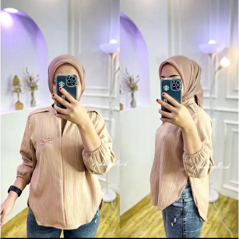 Atasan Blouse Wanita Outer Lady Crush Premium Korean Style LD 120 || Livia Blouse Wanita