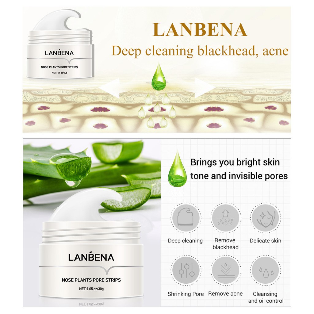 LANBENA Komedo Blackhead Remover Cream Krim - Nose Plants Pore Strips 30g