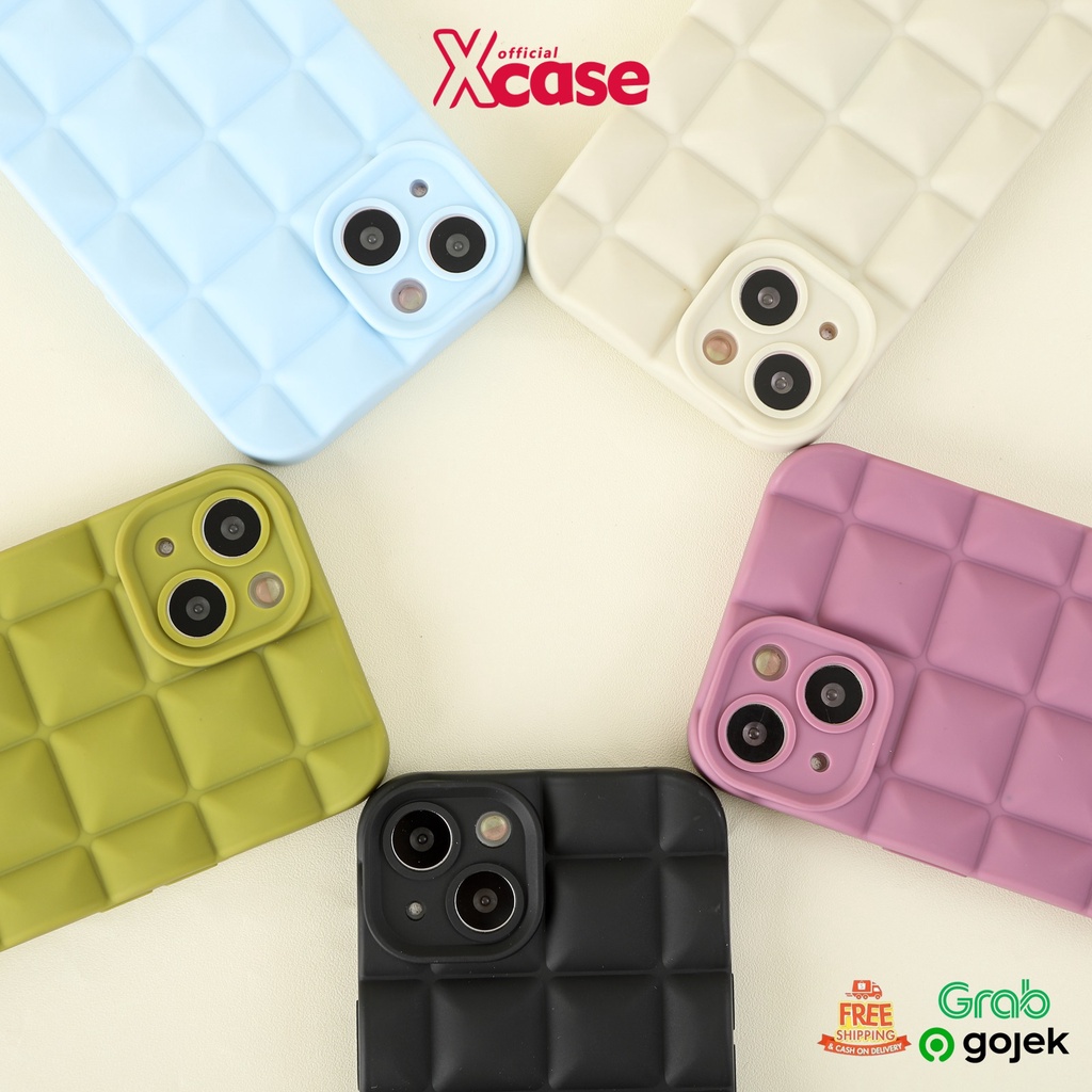 Silicone Waffle Square Full Lenscover Case for iPhone 12 Pro Max / 13 Pro Max / 14 Pro Max