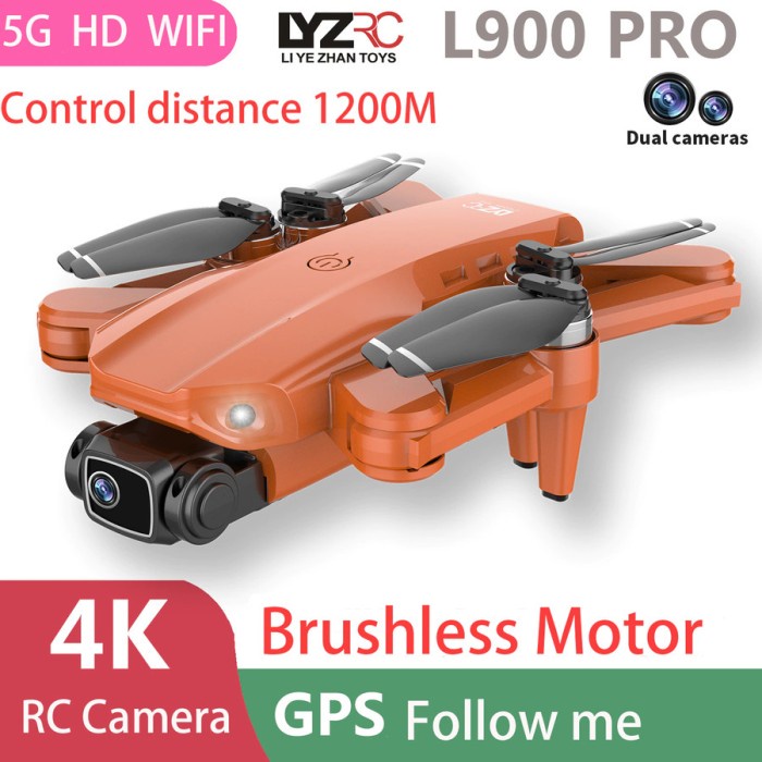 L900 PRO GPS Drone 4K Dual HD Camera RC Distance 1200M with Backpack