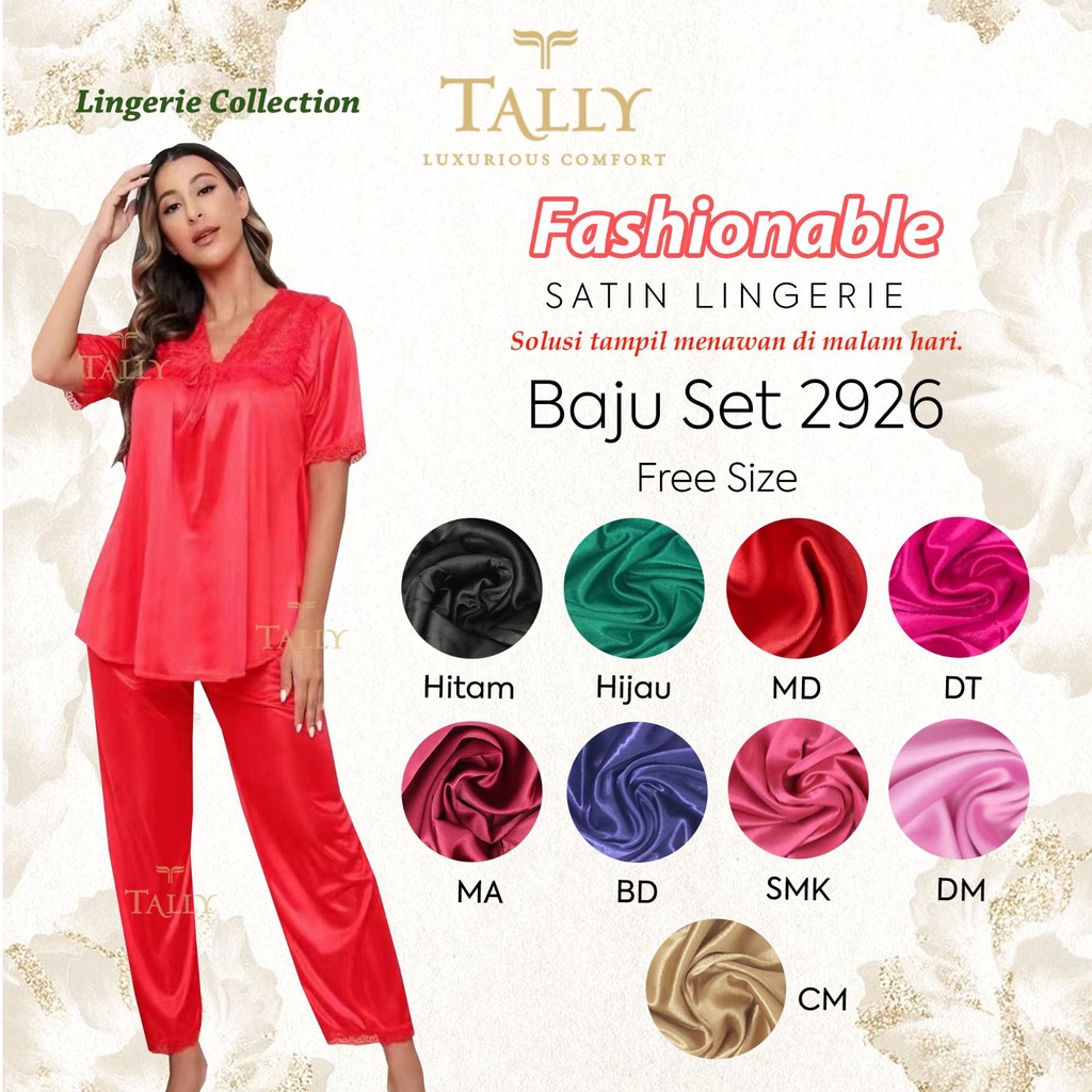TALLY BAJU TIDUR / LINGERIE SET 2926 I FREE SIZE I BAHAN SATIN HALUS DAN LEMBUT