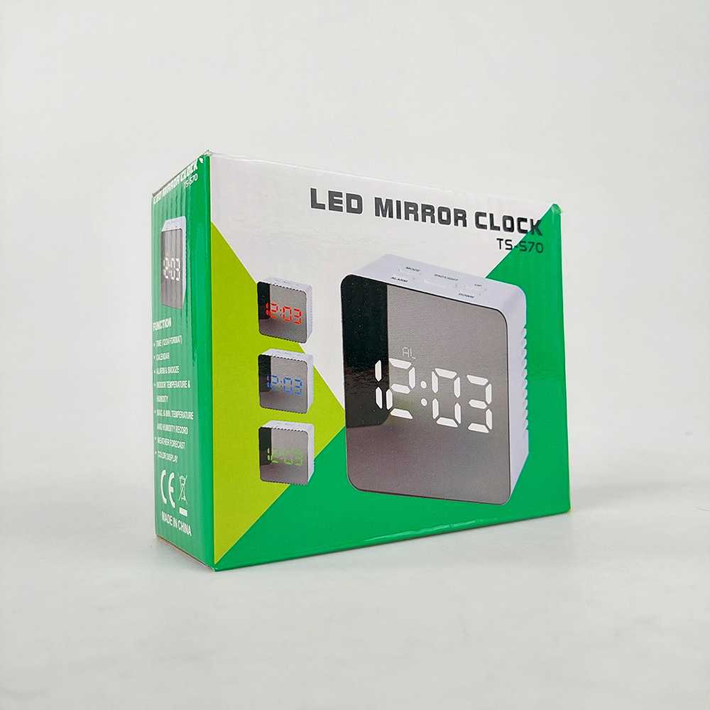 (BISA COD) FTIHSHP Jam Meja LED Digital Mirror Clock with Temperature - TS-570