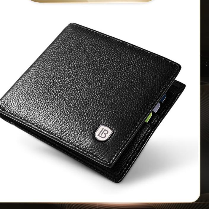 ۝ BOSTANTEN Dompet Pria Model Lipat Bahan Kulit PU Hitam/Coklat ✸