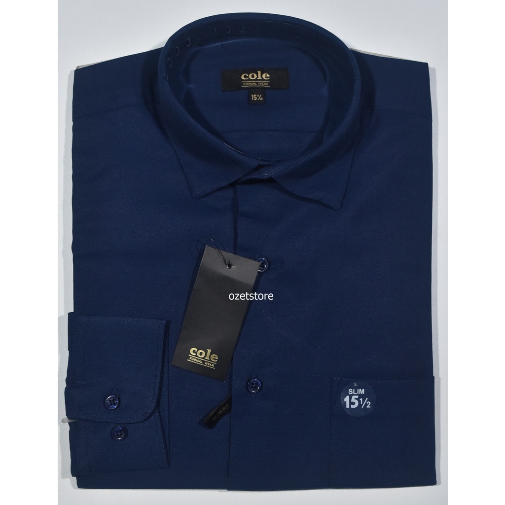 Kemeja Pria Formal COLE Lengan Panjang Navy Slimfit KCS54