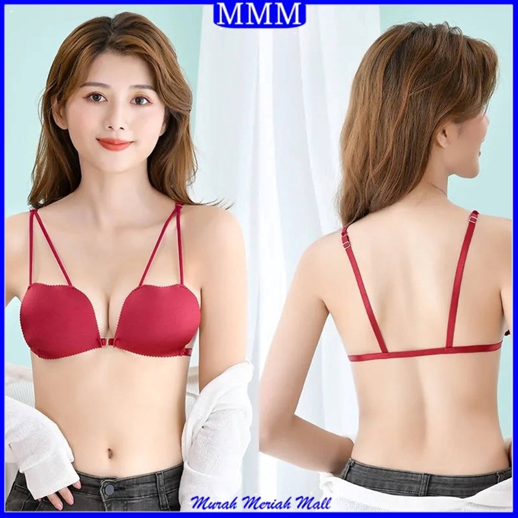 MMM Bra Tali Wanita 6563 Cup Tanpa Kawat Model Kait Depan Sexy Elastis Pakaian Dalam Wanita Murah Import