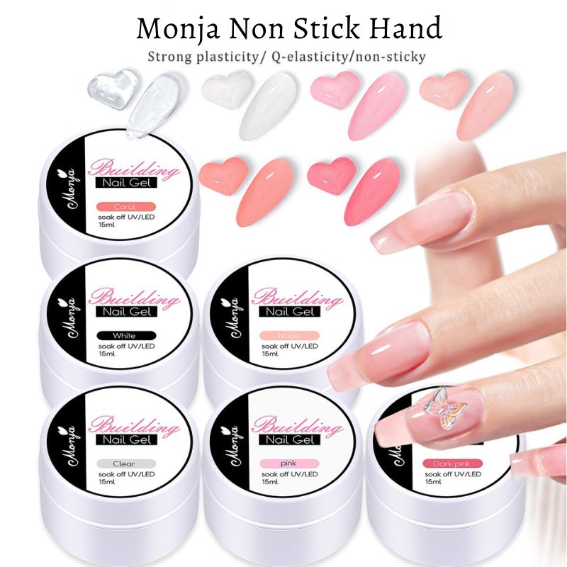 Monja Nail Art Extension Nail Non Stick Hand Solid Extension Nail Gel Hard Gel Builder / 3D Gel / Multifungsi Gel