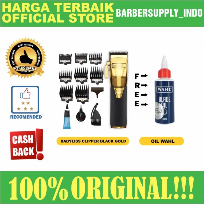 BABYLISS PRO CLIPPER FX GOLD ORI / MESIN ALAT CUKUR RAMBUT ORIGINAL