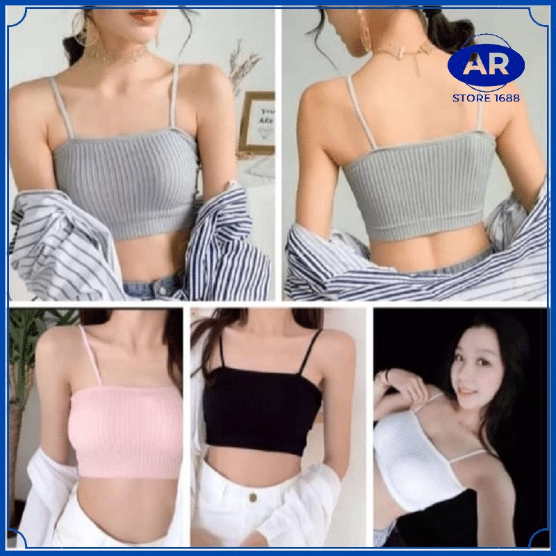 Sport Bra Kemben Tali Kecil Dalaman Wanita Korea Import BH Gym Zumba Tanpa Kawat Tanktop Spaghetti