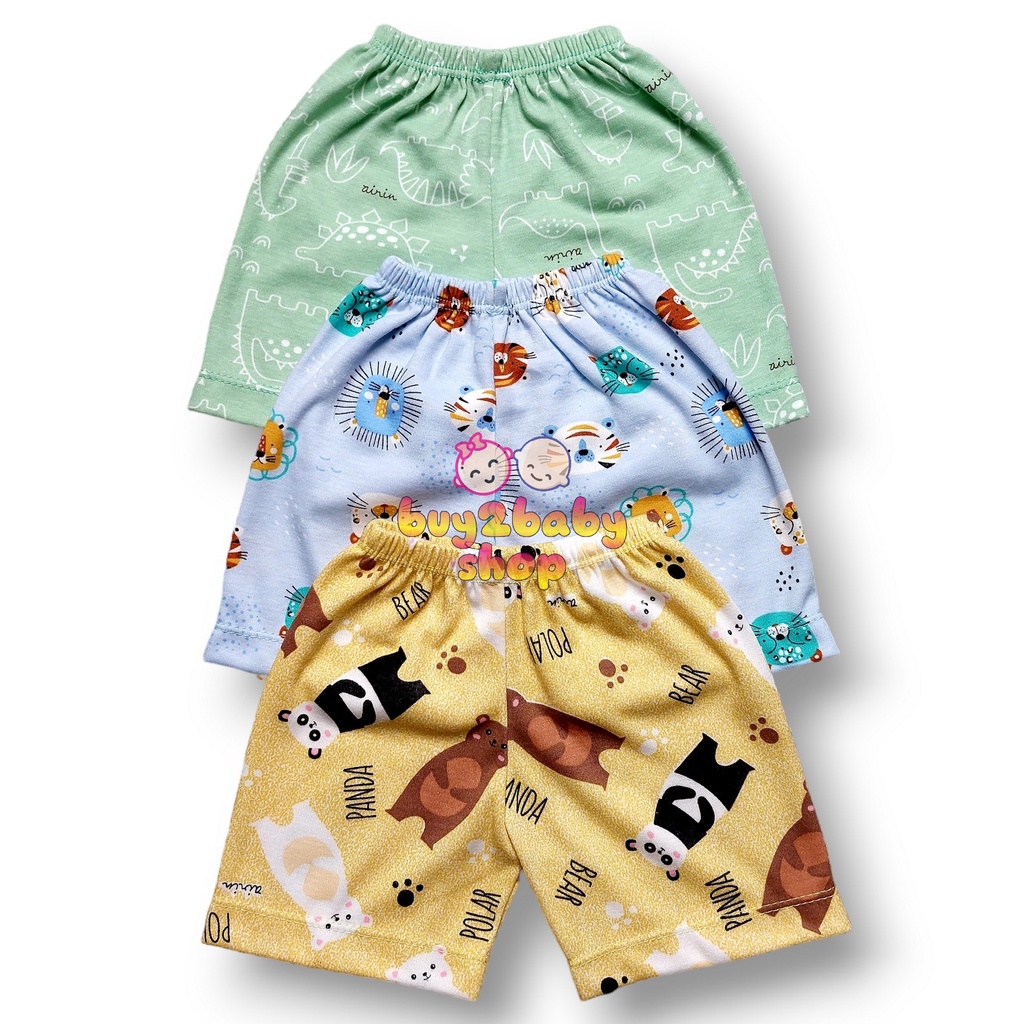 Celana pendek bayi katun Full Print Airin Baby 0-3 Bulan isi 3 Celana