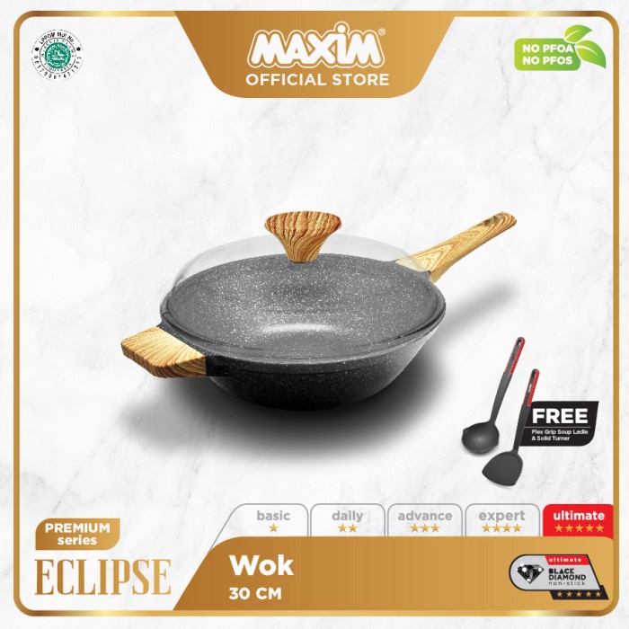 Maxim Eclipse Wajan Penggorengan Teflon Anti Lengket 30cm Wok ORIGINAL