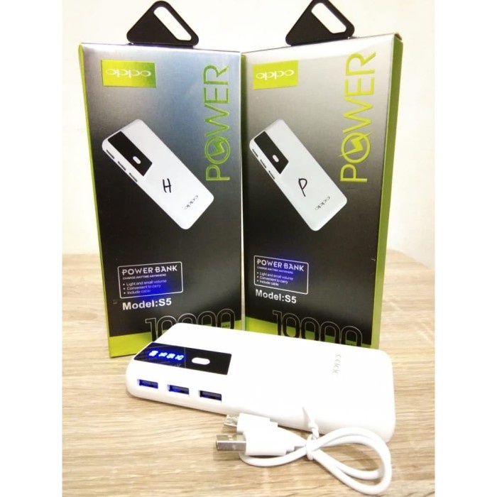 [PB-01] Powerbank 10000mAh 3 USB Dengan Lampu Senter - Putih Terlaris Best Seller Berkualitas PROMO 