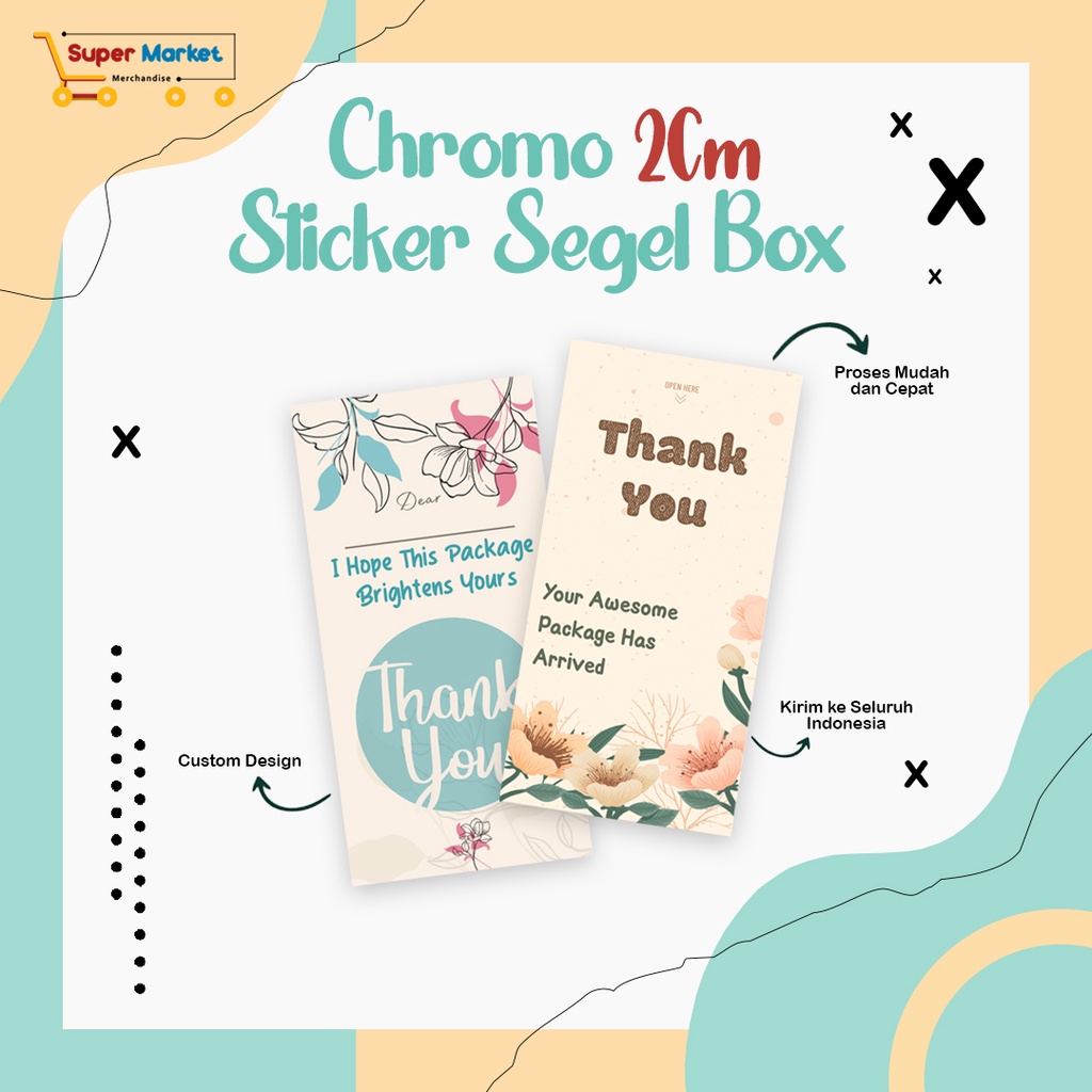 

2CM - Cetak Stiker Segel Box Bahan Chromo Persegi Panjang/ Custom Sticker Logo Label Botol Kemasan Makanan Kue / Custom Stiker Tahlil Kotak / Thank You / Terima Kasih / Label Pengiriman / Toples