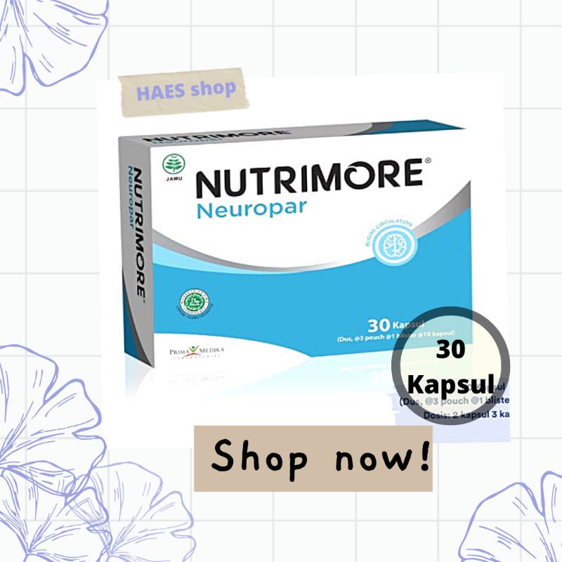 (1box) Nutrimore Neuropar // Suplemen Stroke // Suplemen kesehatan Pasca Stroke // Sama NeuroAid ll