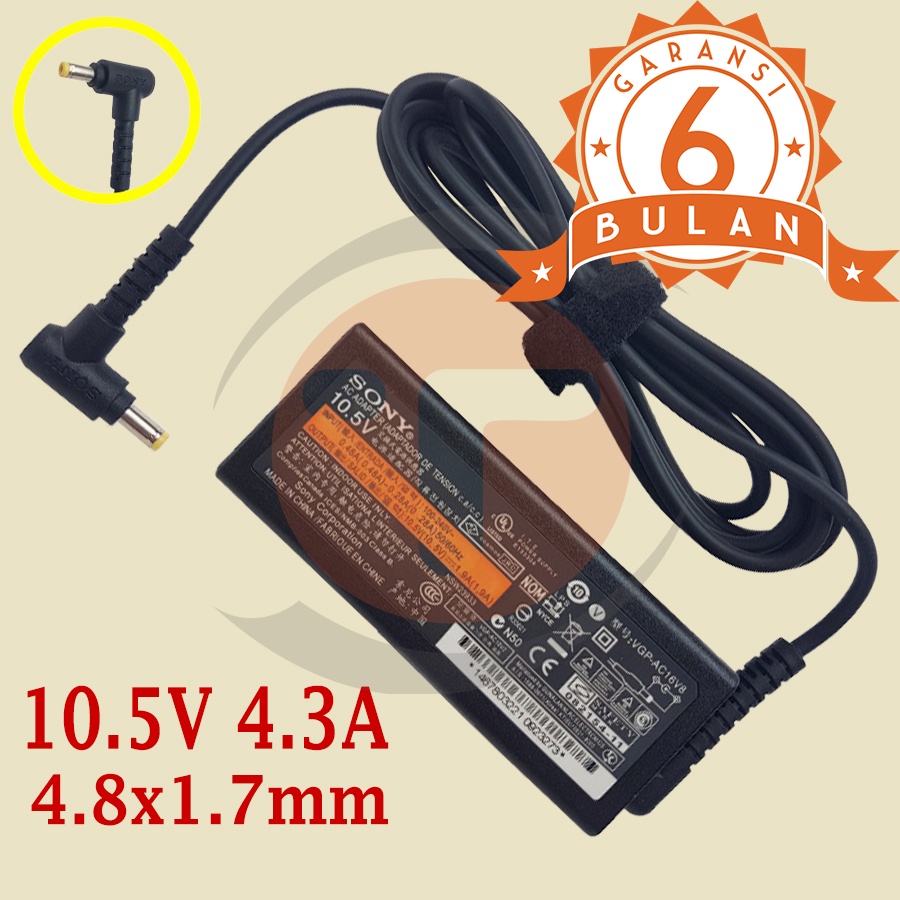 Adaptor Sony Vaio Pro 11 SVP112A1CM SVP1121C5E 10.5V 4.3A 4.8x1.7mm ORIGINAL