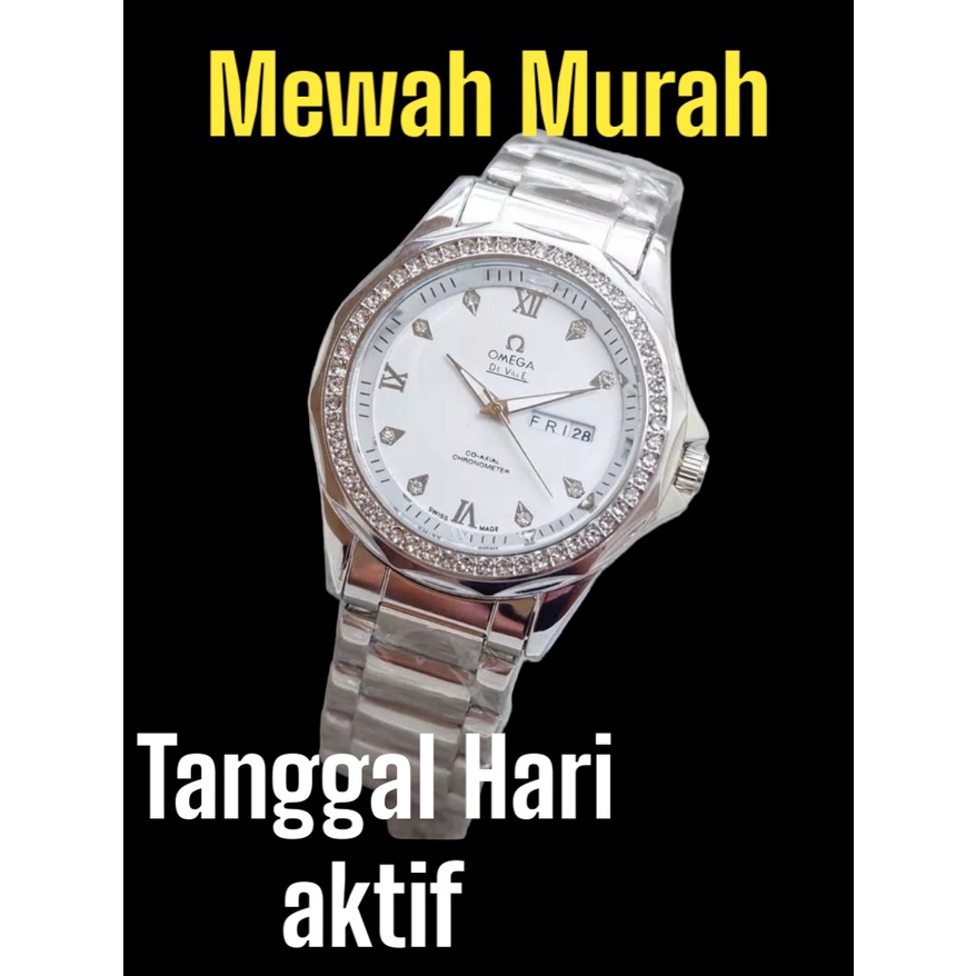 HARGA PROMO TERMURAH / Jam Tangan Pria Terlaris Tanggal Hari Aktif//Jam Tangan Cowok Mewah Case Permata /Arloji Pria Stainless Steel Terviral