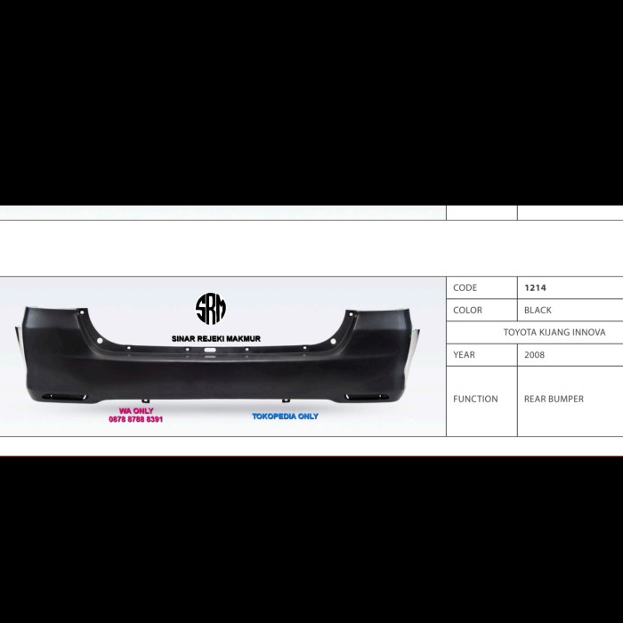 Terlaris Bumper Bemper Belakang Toyota Innova 2008 2009 2010 1214