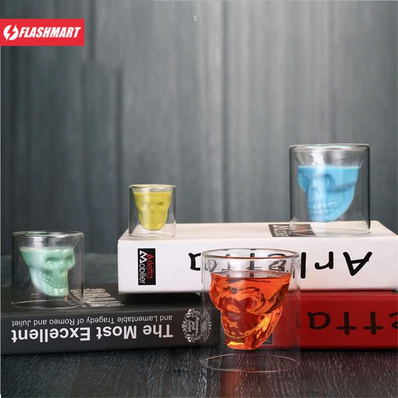 Flashmart Gelas Wine Double Wall Glass Crystal Beer Mug 150ml - SG-02