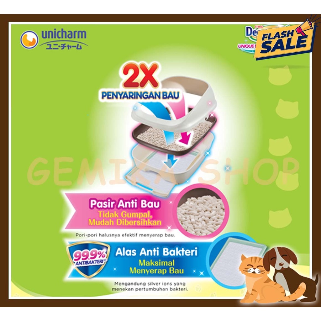 PAKET CAT LITTER  KOMPLIT PET TOILET OPEN TOP IVORY ( TOILET KUCING ) UNICHARM