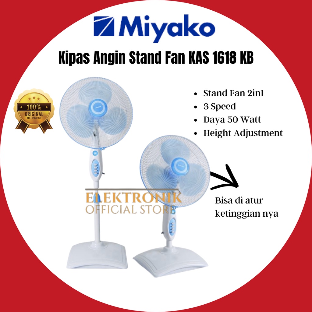 MIYAKO KIPAS ANGIN KAS 1618KB STAND FAN/KAS1618KB/KAS 1618KB/KAS1618 KB/KAS-1618KB/KAS-1618 KB/KAS 1