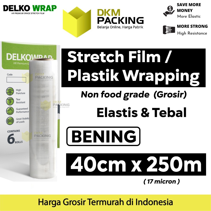

Plastik Wraping Stretch Film 40cm x 250m DELKOWRAP BENING WRAPPING TEBAL PREMIUM TERMURAH / SATUAN