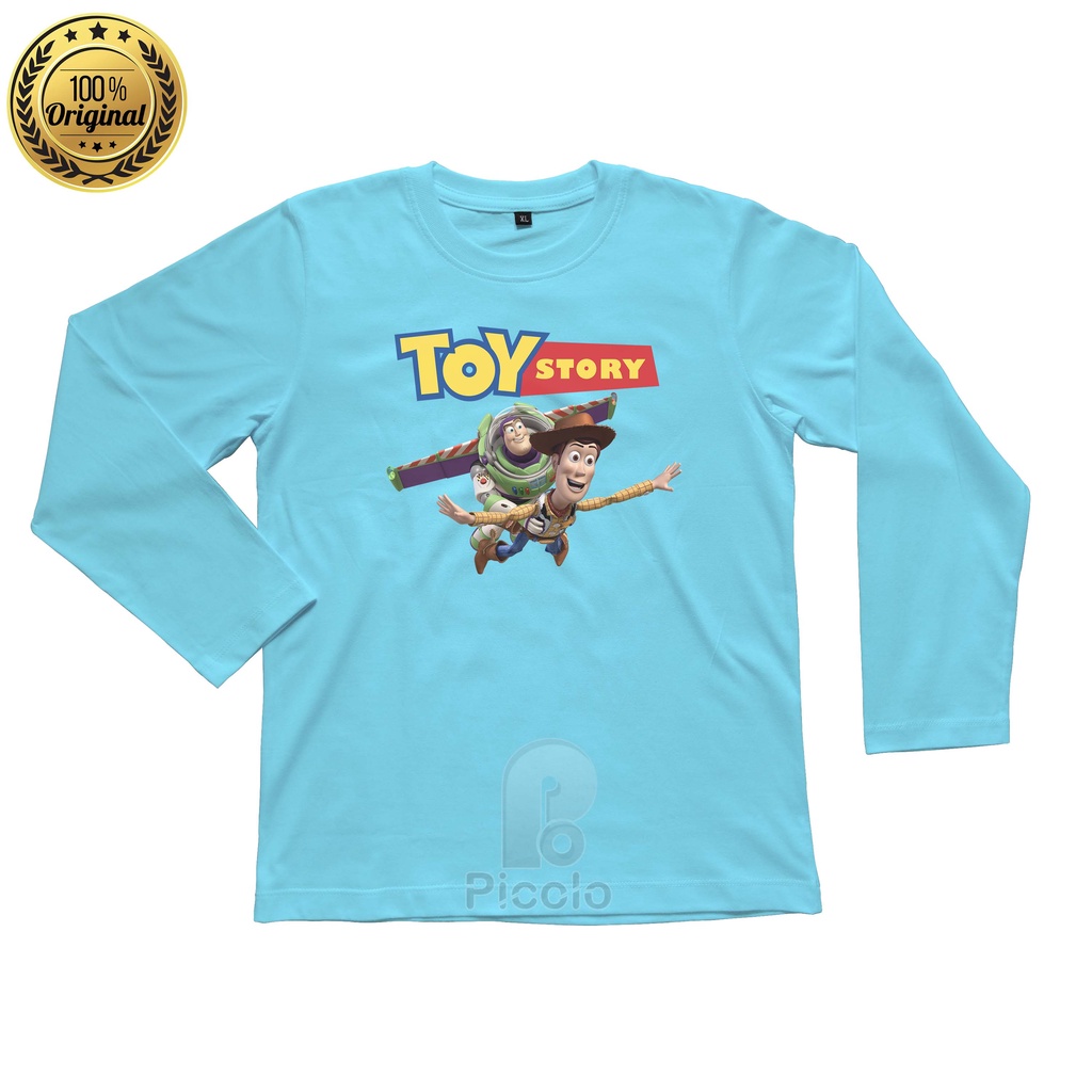 (FREE NAMA) BAJU KAOS ATASAN LENGAN PANJANG ANAK MOTIF KARTUN TOY STORY UNISEX