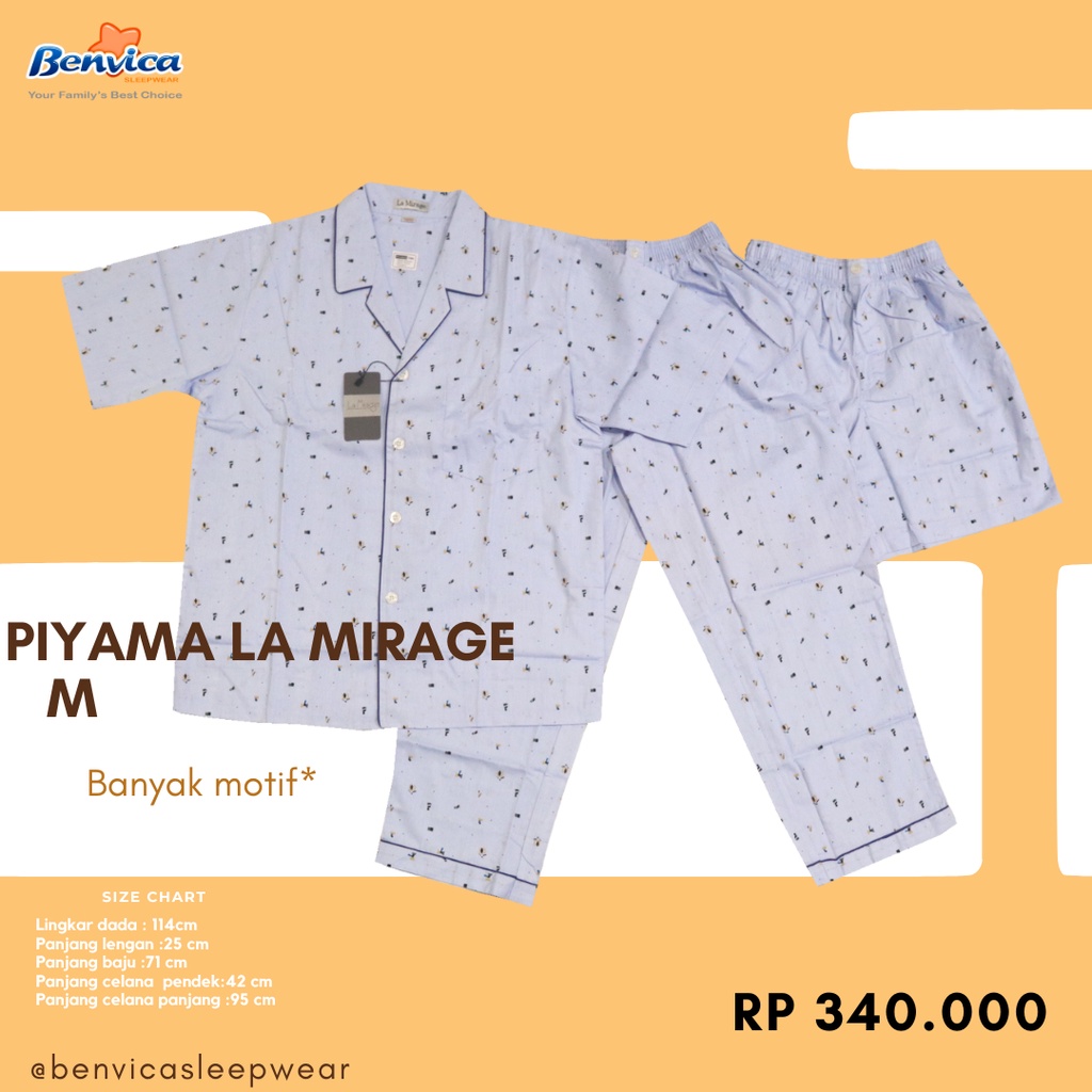 BAJU TIDUR PIYAMA LAKI-LAKI DEWASA KATUN M LA MIRAGE