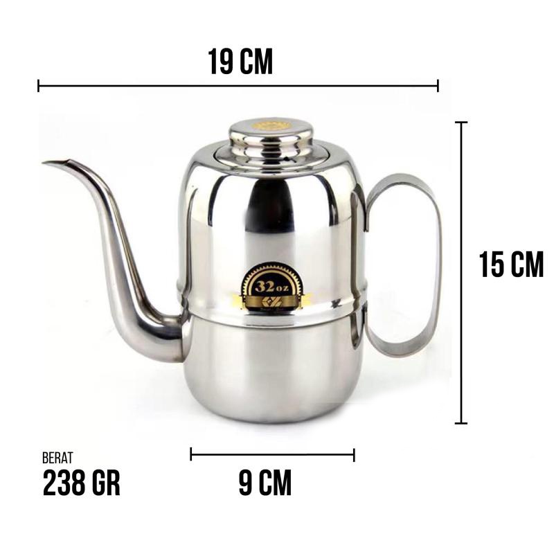 Mi.more Teko Kopi 32Oz(912ml) Mini Leher Angsa / Coffee Pot OLIVE Kettle Goose Neck Stainless Steel