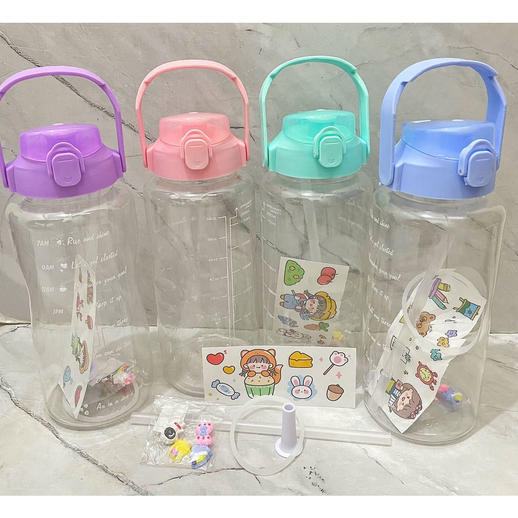 BOTOL MINUM 2 LITER VIRAL BOTOL BENING 2L BOTOL 2L BENING BOTOL MOTIVASI BOTOL MINUM ANAK FREE STIKER 2D 3D FREE BUBBLE VD