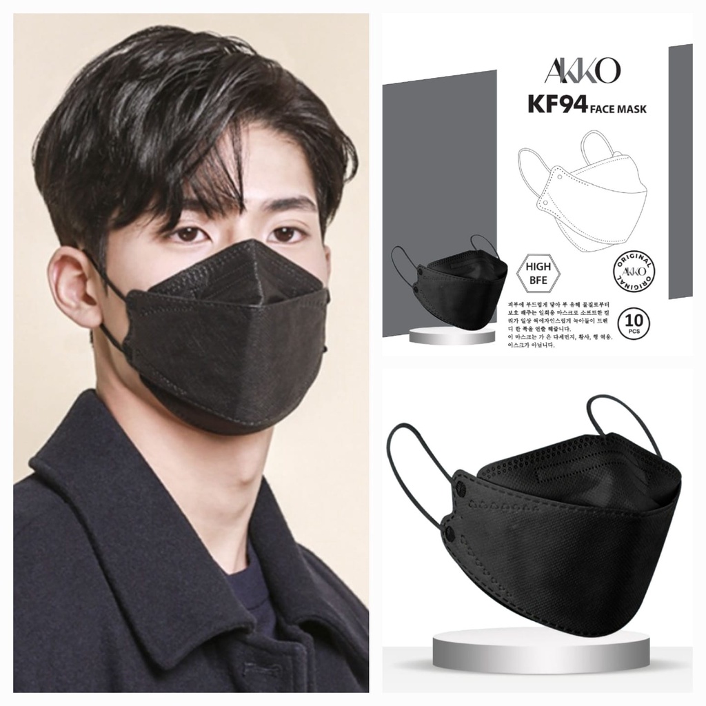 MASKER KF94 DEWASA PREMIUM WARNA HITAM BLACKSTONE MASKER TEBAL ORIGINAL