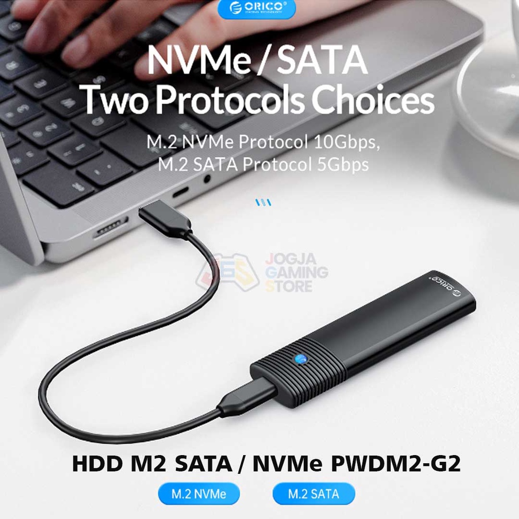ORICO PWDM2-G2 USB3.2 Gen2 Type-C M.2 NVMe/SATA SSD Enclosure (10Gbps)