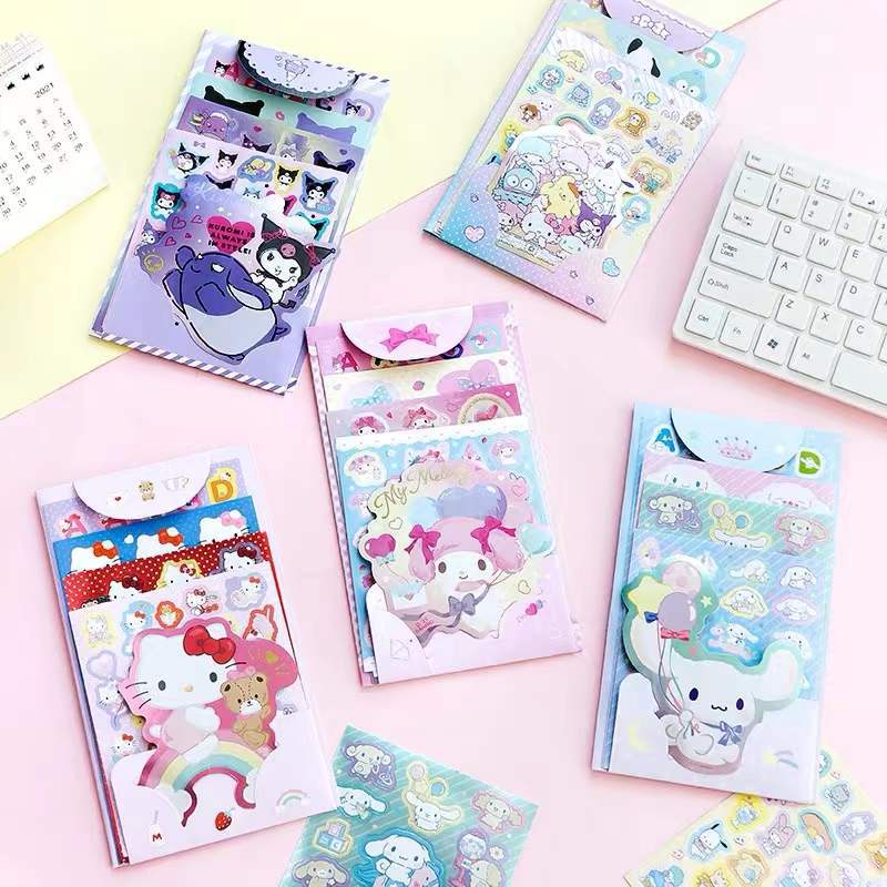 Aneka stiker sticker pack karakter Kuromi Cinnamoroll Hello Kitty Pompompurin Keroppi Melody