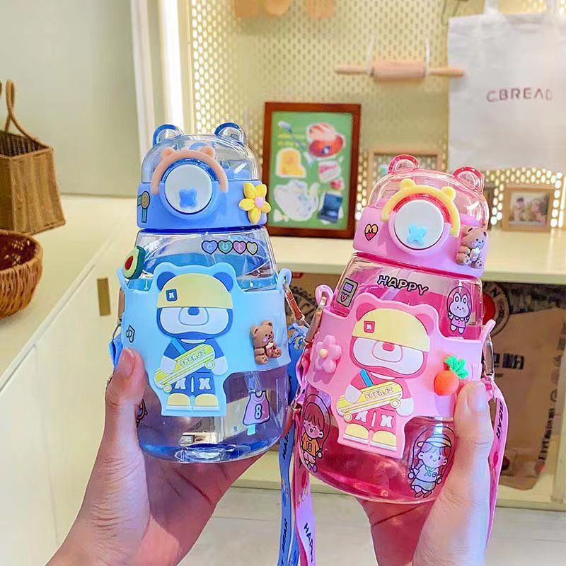 Botol Minum Anak Sekolah Warna Transparan / Tempat Minum Viral Anak Premium