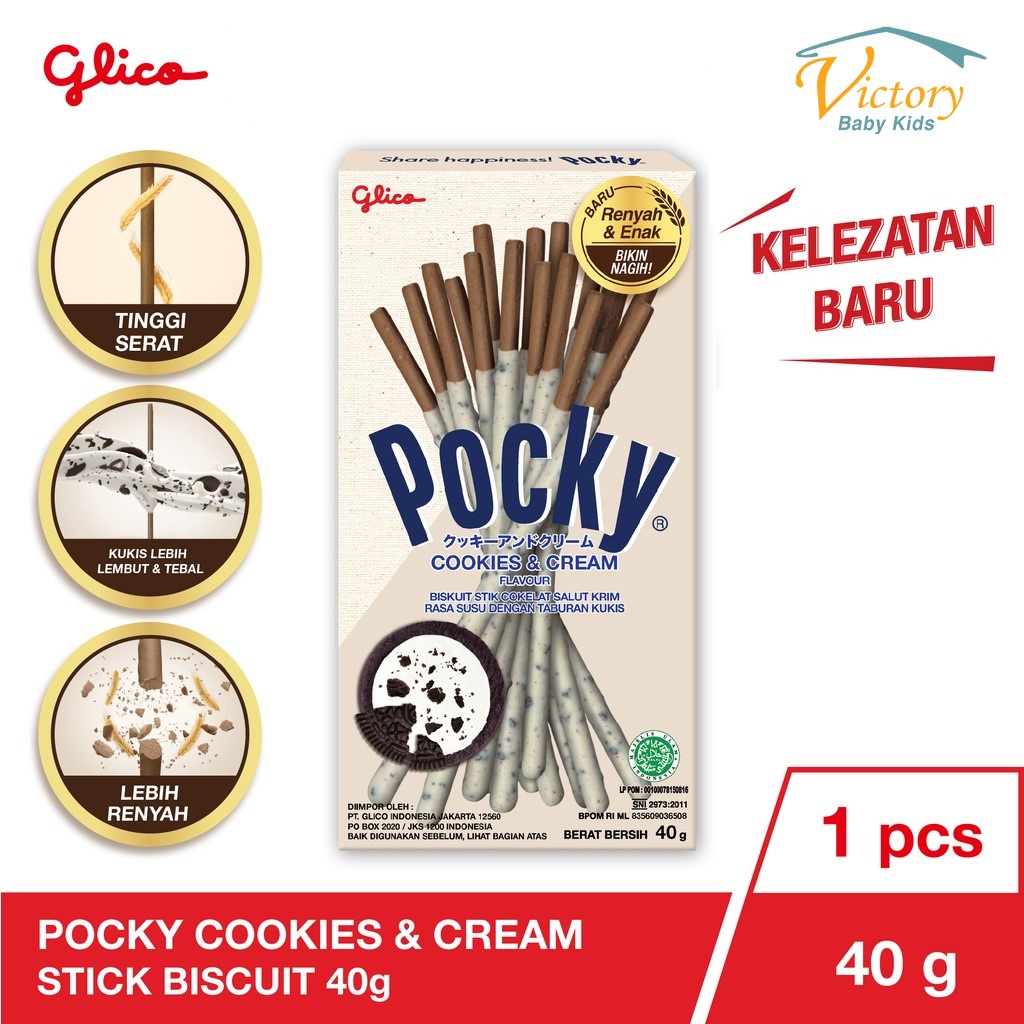 

Glico Pocky Cookies & Cream Stick Biscuit 40g - Biskuit Stik