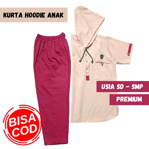 Setelan Baju Koko Anak Laki Laki Muslim Baju Koko Terbaru Anak Remaja Hoodie Usia 6 – 12 Tahun