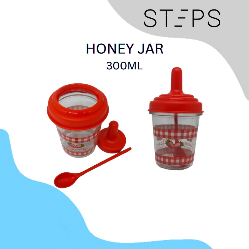 HONEY JAR DAN TEMPAT BUMBU KACA/ TEMPAT BUMBU DAN TEMPAT MADU LENGKAP DENGAN SENDOK/ ALAT DAPUR