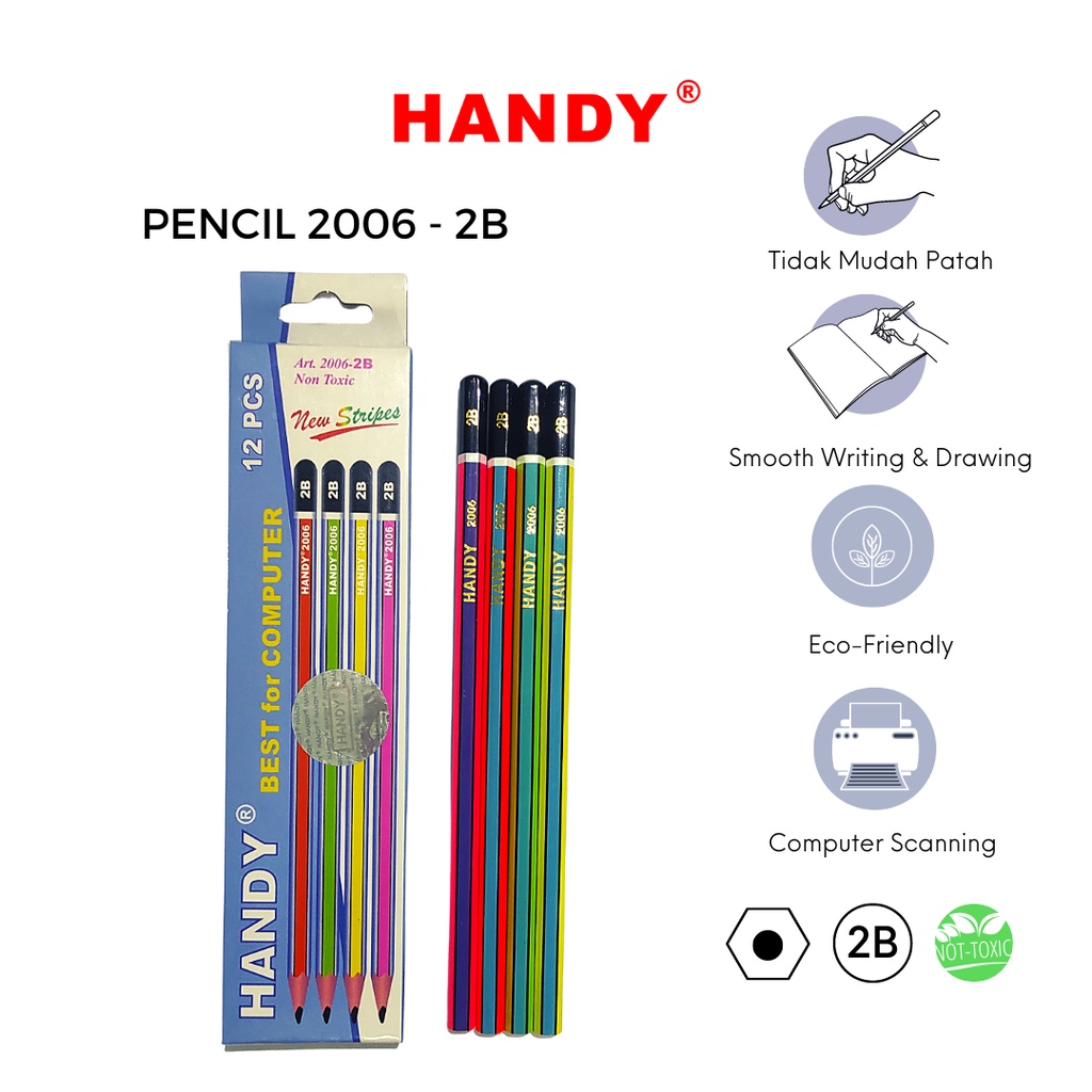 

HANDY Pensil Sketch 2B 2006 Isi 12 Pcs