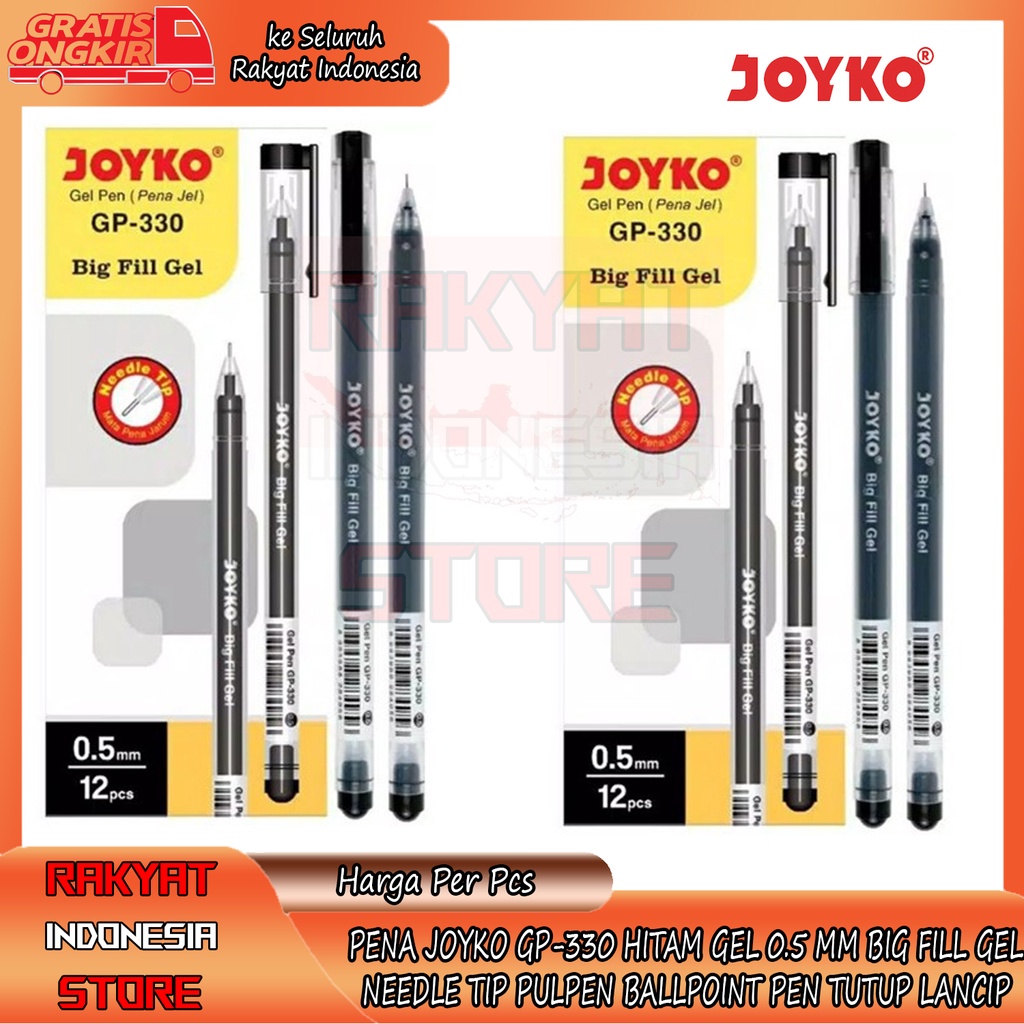 

PUPEN JOYKO GP-330 BIG FILL GEL PENA JEL KETEBALAN 0.5 MM HITAM OIL MATA PENA JARUM NEEDLE TIP TUTUP TRANSPARAN TRANSFARAN TEMBUS PCS PICIS PERLENGKAPAN NULIS BELAJAR MENULIS KEBUTUHAN ANAK SEKOLAHAN BALLPOIN BOLPOINT TANDA TANGAN KANTOR KERJA