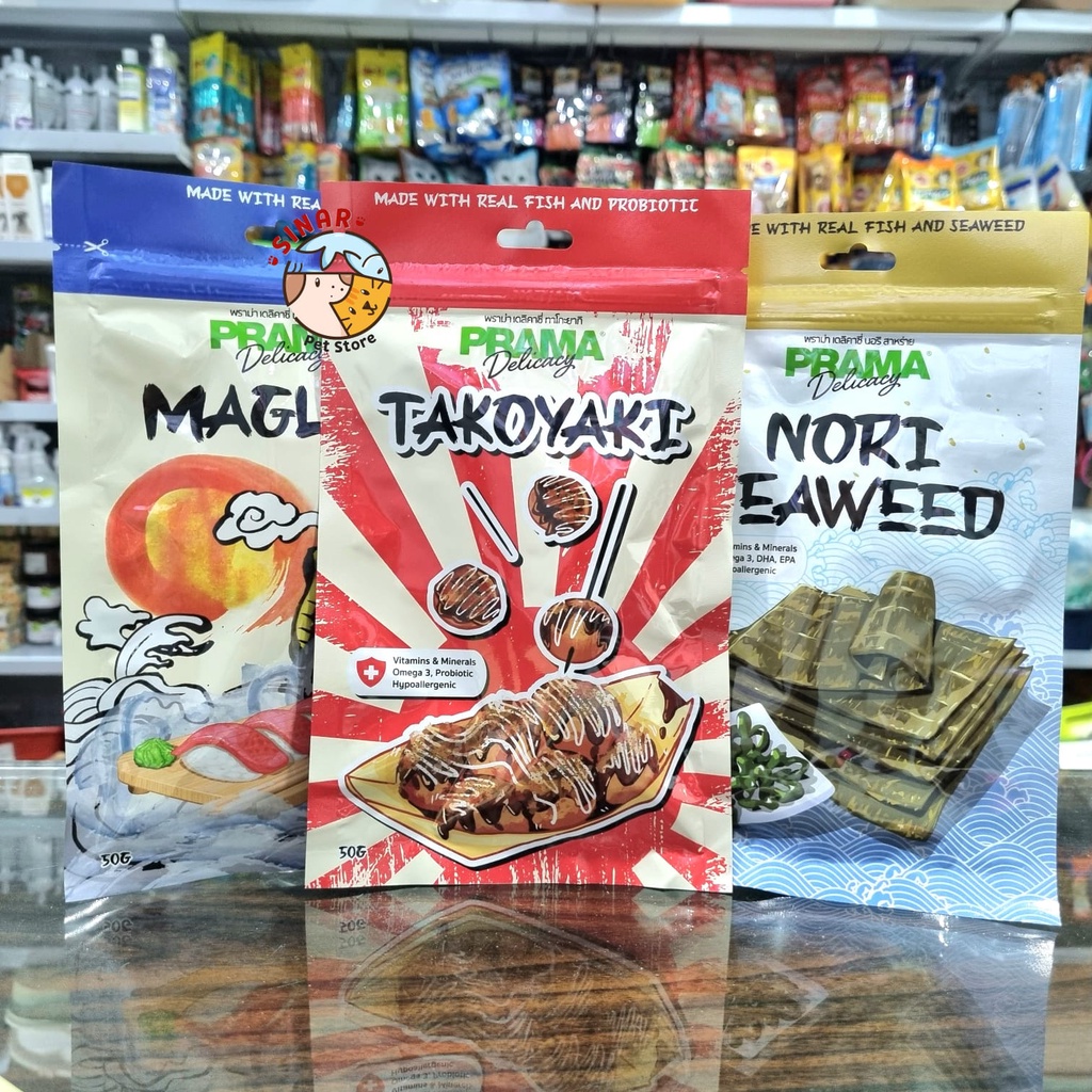 Prama Dog Snack 50GR Maguro / Takoyaki / Nori Seaweed Cemilan Anjing