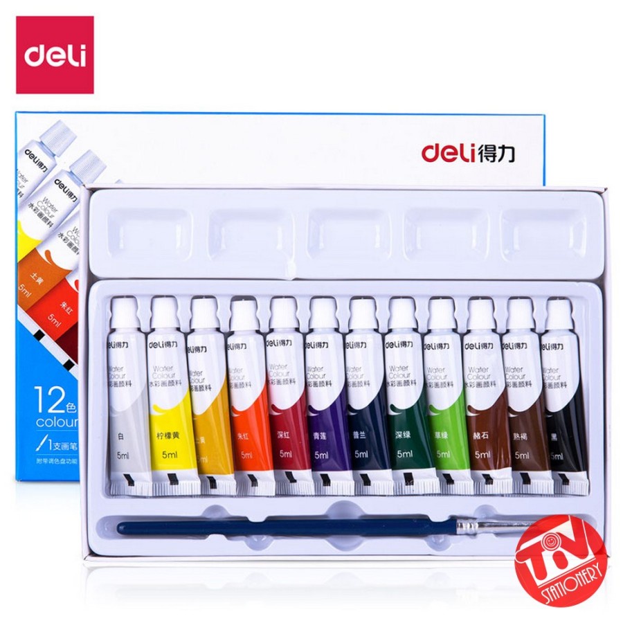 

Cat Air Deli Water Colour 12 Warna (12 x 5 ml) Bonus Kuas & Palet