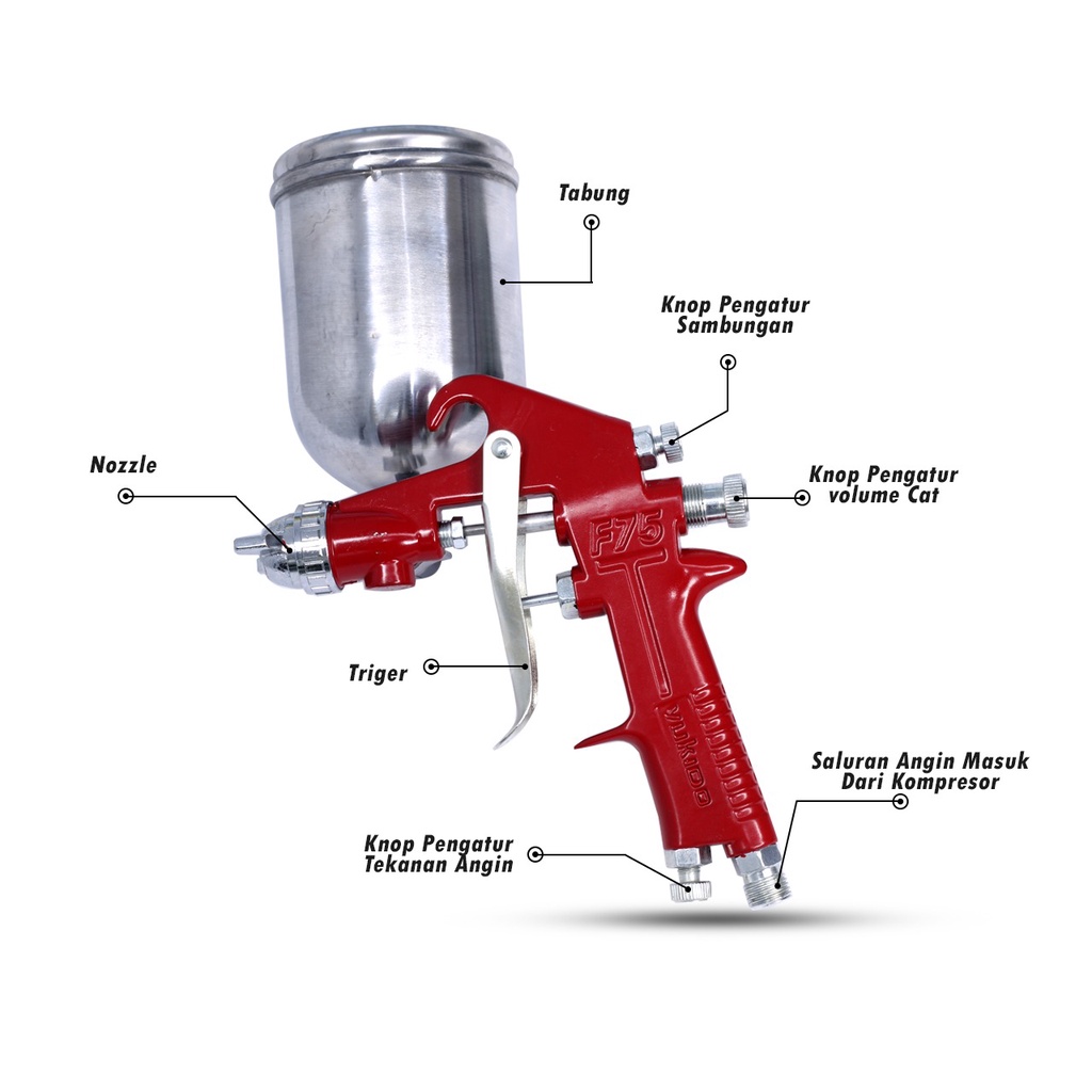 PROMO YUKIDO SPRAY GUNS F75 Tabung Atas ALAT CAT SEMPROT F75 TABUNG ATAS Alat Spray Gun Air Brush