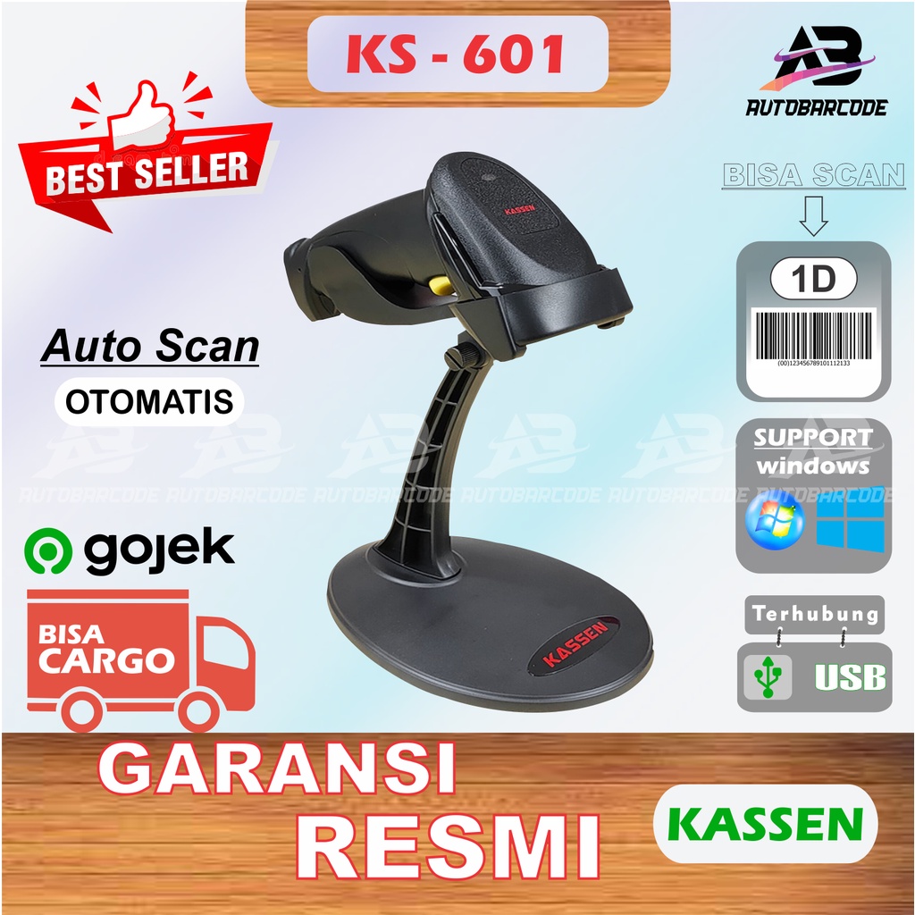 Scanner Barcode 1D Kassen KS601 Autoscan - USB Wired Laser Auto Sense / Sensing KS-601 - 601